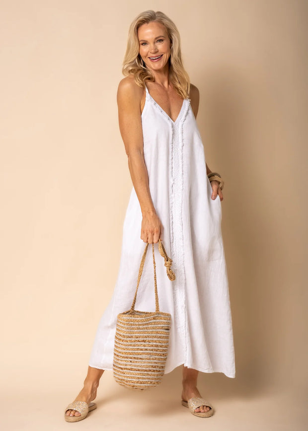 Organa Linen Dress -White - White Wood Boutique