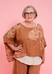 Tia Floral Top -Cinnamon