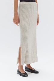 Wool Cashmere Rib Skirt - Oat Marle - White Wood Boutique