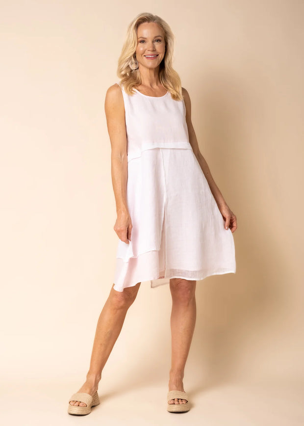 Joyce Linen Blend Dress- Blush - White Wood Boutique