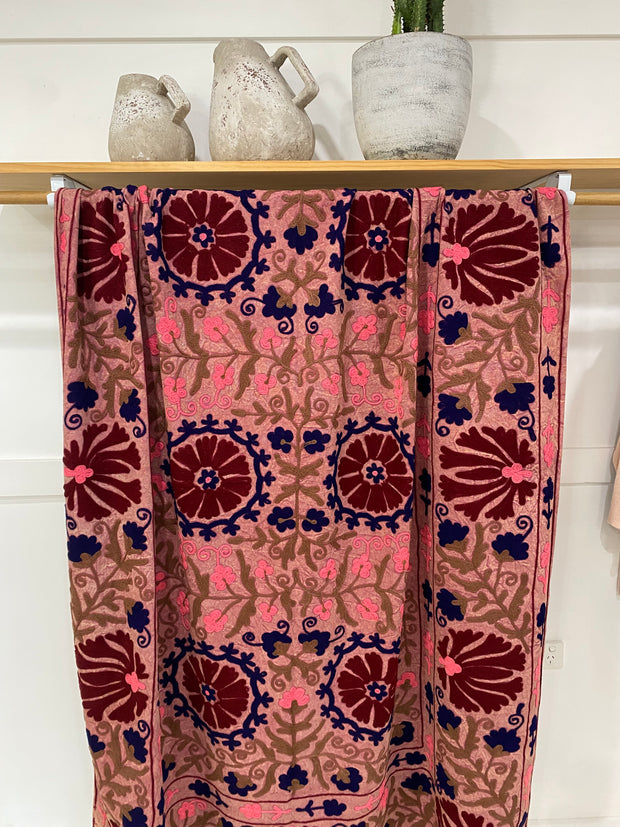Saraswati Embroidered Canvas Throw