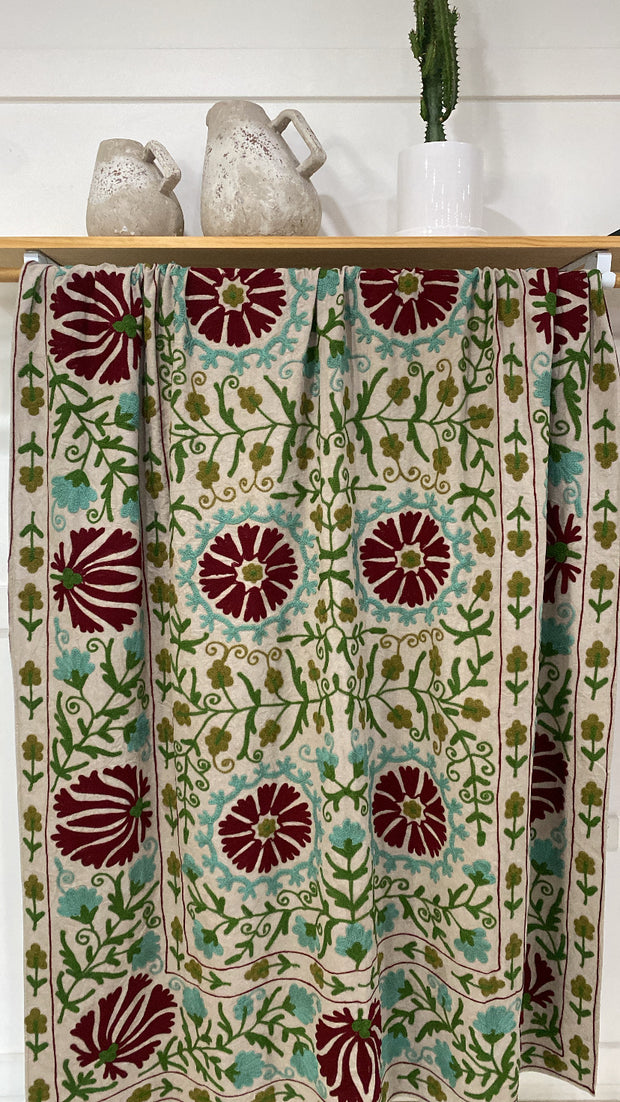 Saraswati Embroidered Canvas Throw