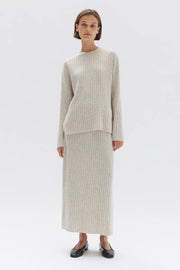 Wool Cashmere Rib Skirt - Oat Marle - White Wood Boutique