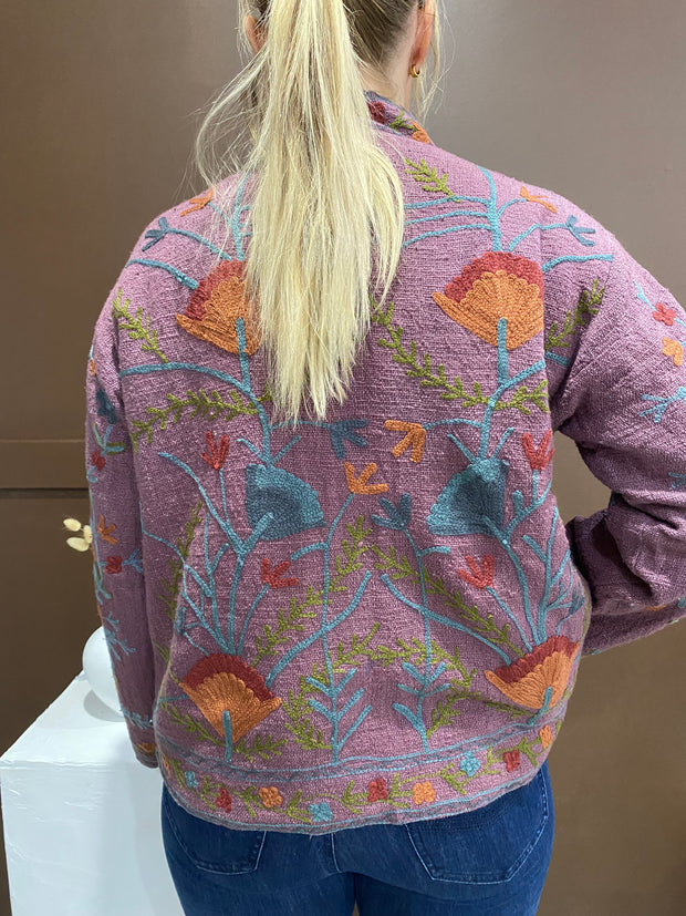 Lakshmi Embroidered Cotton Slub Jacket