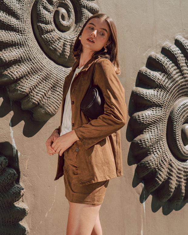 Luna Suede Skirt- Chocolate - White Wood Boutique