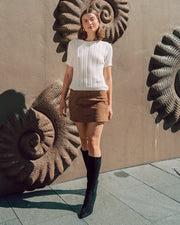 Luna Suede Skirt- Chocolate - White Wood Boutique
