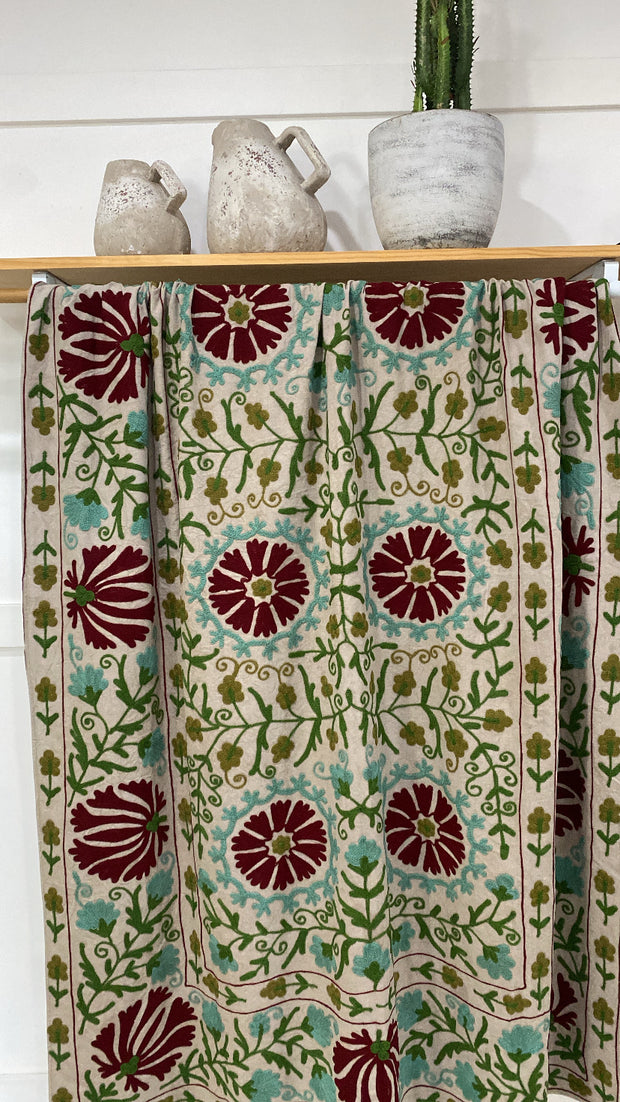 Saraswati Embroidered Canvas Throw