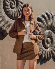 Luna Suede Skirt- Chocolate - White Wood Boutique