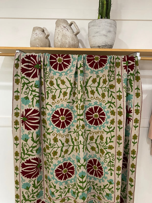 Saraswati Embroidered Canvas Throw