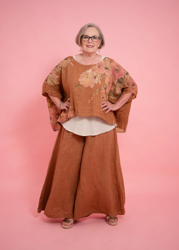 Tia Floral Top -Cinnamon