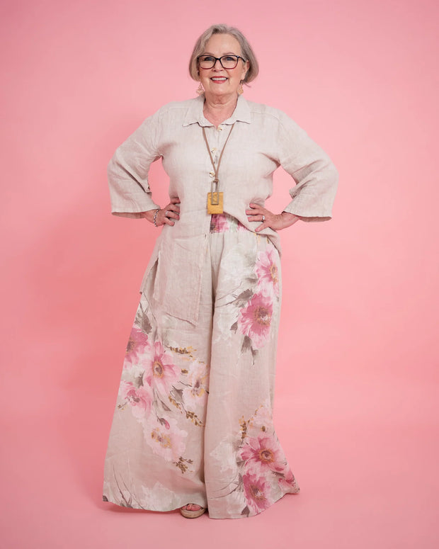 Taziano Pants - Beige floral print