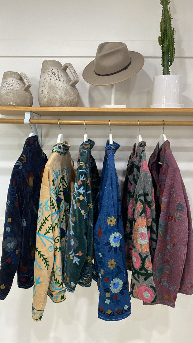 Lakshmi Embroidered Cotton Slub Jacket