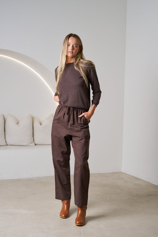 Kiara Knit Top- Chocolate brown