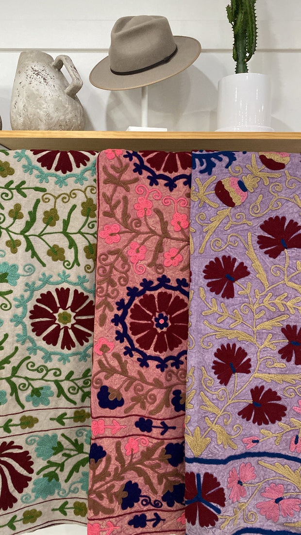 Saraswati Embroidered Canvas Throw