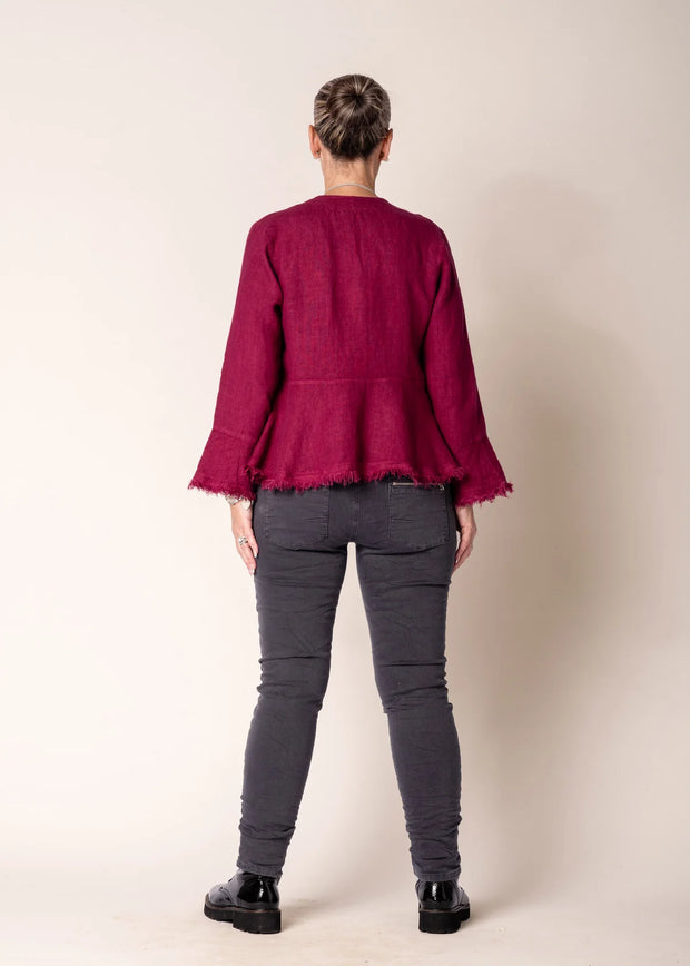 Trina Linen Top -Mulberry Wine