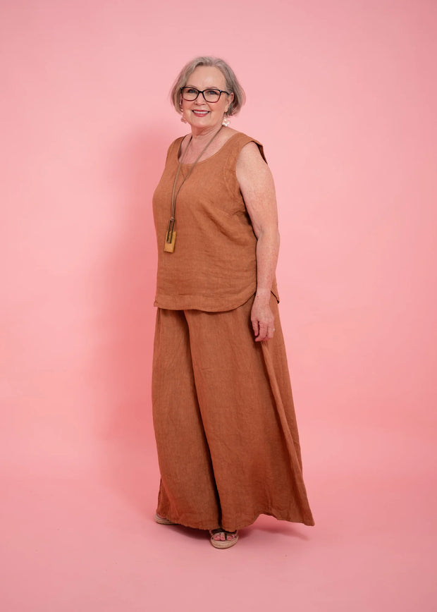 Kath Linen Cami-Cinnamon