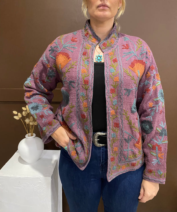 Lakshmi Embroidered Cotton Slub Jacket