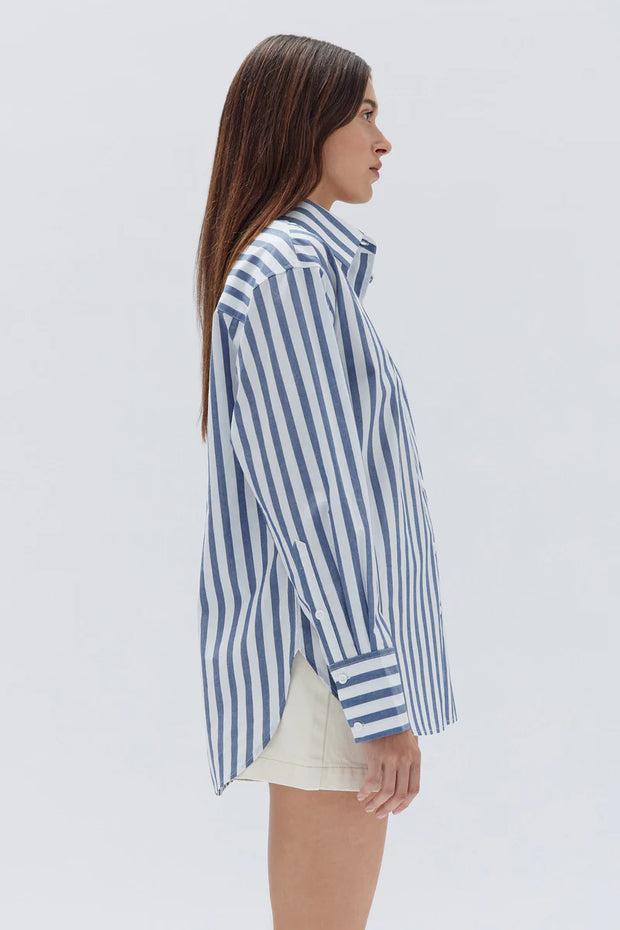 Marie Poplin Shirt - Royal Stripe - White Wood Boutique