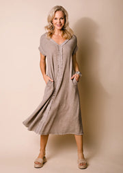 Kai Linen Dress - Mocha - White Wood Boutique