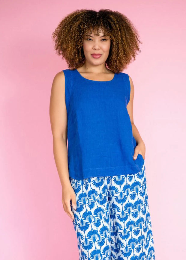 Kath Linen Cami | Royal - White Wood Boutique