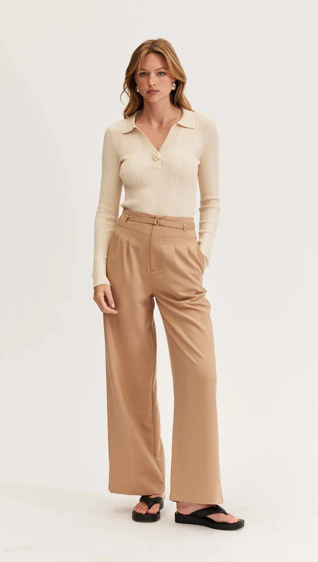 Ida Belted Pant - White Wood Boutique