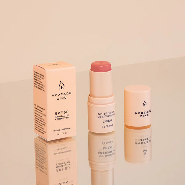 SPF 50 NATURAL LIP & CHEEK TINT - CORAL - White Wood Boutique