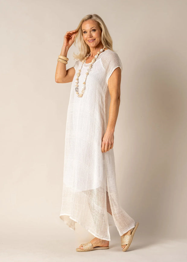 Melania Linen Dress - White Wood Boutique