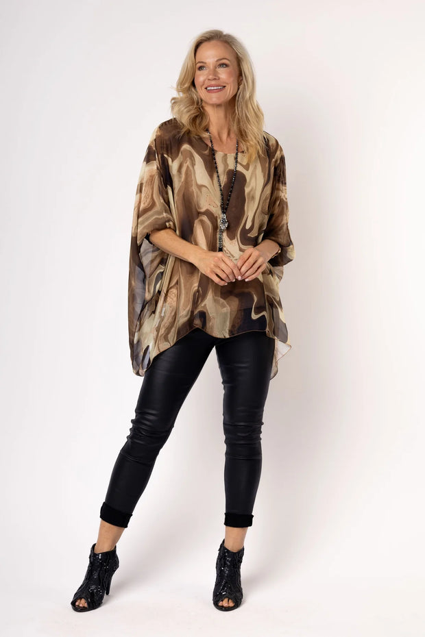 Myra Silk Top - Desert - White Wood Boutique