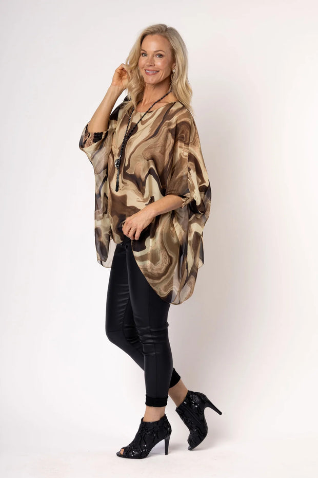 Myra Silk Top - Desert - White Wood Boutique