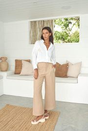 Cam Linen Pant- Taupe - White Wood Boutique